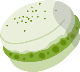 Macaroon dessert with matcha cream flat icon