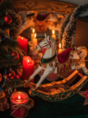 Christmas atmosphere, Holidays vibe, wicca energy magic, Chariot illustration. Christmas eve prediction. Attracting love, dynamic, money and luck into your life.  