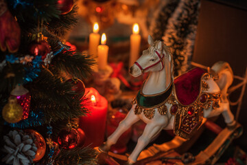 Christmas atmosphere, Holidays vibe, wicca energy magic, Chariot illustration. Christmas eve prediction. Attracting love, dynamic, money and luck into your life.  