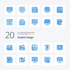 20 Graphic Design Blue Color icon Pack like decrease illustration book designing bulb