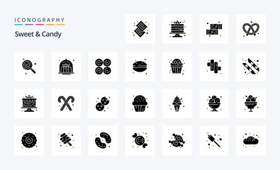 25 Sweet And Candy Solid Glyph icon pack