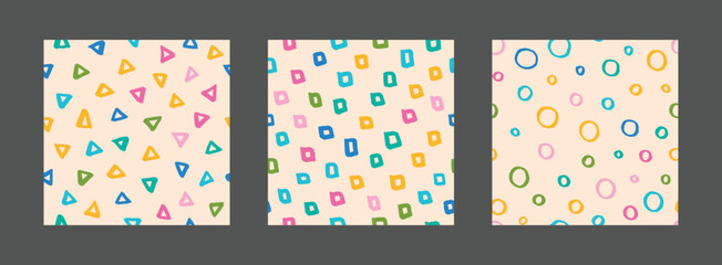 Set of seamless backgrounds with hand-drawn details.Minimalist fashion template for your design.Background for paper, wallpaper, cover, fabric and other users. vector illustration.