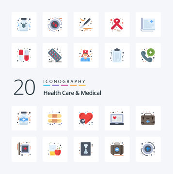 20 Health Care And Medical Flat Color icon Pack like aid online report medical like