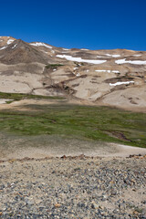 Landscape at Paso Pehuenche - crossing the border from Argentina to Chile while traveling South America
