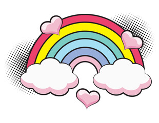 hearts love with rainbow