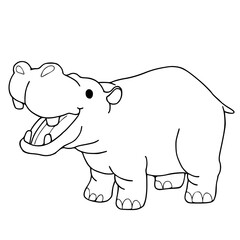 Fototapeta premium Vector cartoon hippo. Vector illustration for children. Coloring book
