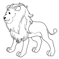 Lion coloring pages vector illustration isolated on white background.