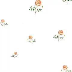 Fotobehang Rose orange flower cute floral pattern watercolor © Yana