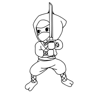 Coloring book of ninja vector illustration isolated on white background.