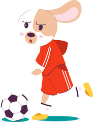 Funny dog with ball play football flat icon Sport game