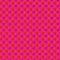 Indian style seamless pattern with abstract organic shapes in purple, pink, orange, and turquoise.