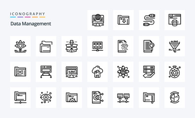 25 Data Management Line icon pack