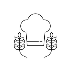 Chef hat icon design, Cuisine symbol, cook hat and wheat icon design. isolated on white background. vector illustration