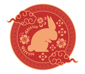 chinese rabbit with clouds