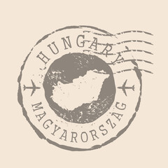 Fototapeta premium Stamp Postal of Hungary. Map Silhouette rubber Seal. Design Retro Travel. Seal of Map Hungary grunge for your design. EPS10