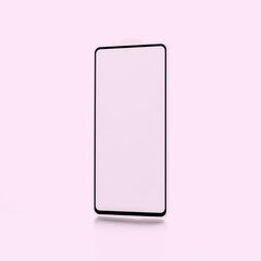 protective glass for a smartphone on a pink background