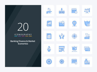 Fototapeta na wymiar 20 Banking Finance And Market Economics Blue Color icon for presentation