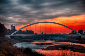 Obraz premium Tramonto sul ponte Meier - Alessandria 