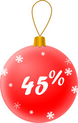 New Year's discount of 45% in the form of a Christmas tree toy