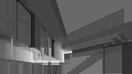 Obraz premium house building sketch architecture 3d illustration