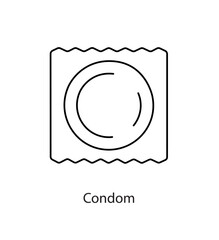 Barrier contraception method condom, line icon in vector