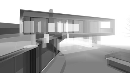 house building sketch architecture 3d illustration