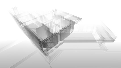 Fototapeta premium house building sketch architecture 3d illustration