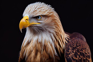 Close-up of an Eagle isolated on a white background. Generative AI