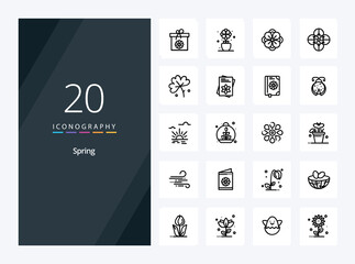 20 Spring Outline icon for presentation