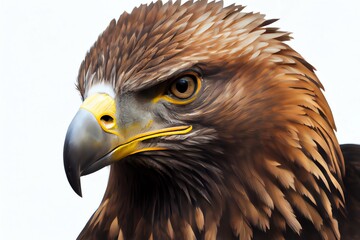 Obraz premium Close-up of an Eagle isolated on a white background. Generative AI