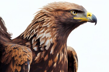Close-up of an Eagle isolated on a white background. Generative AI