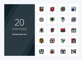 20 Chinese New Year line Filled icon for presentation