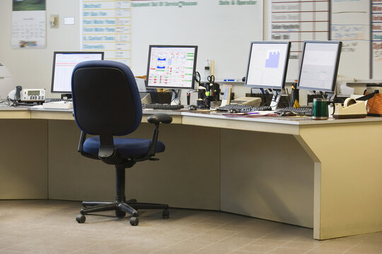 Interiors of an empty control room