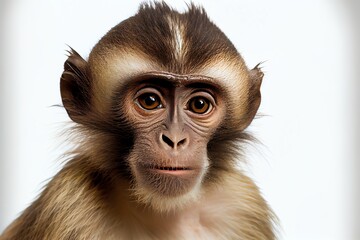 Close-up of a Monkey isolated on white background. Generative AI