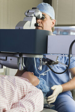 Patient undergoing LASIK surgery
