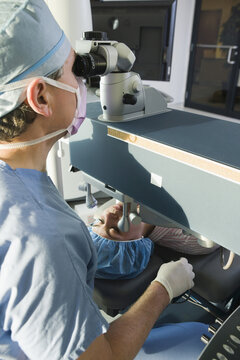 Patient undergoing LASIK surgery