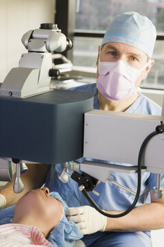 Patient undergoing LASIK surgery