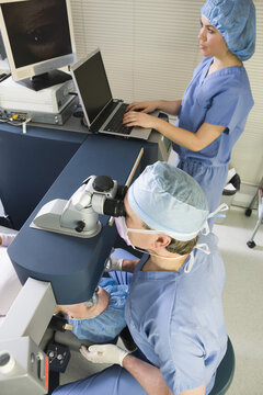 Patient undergoing LASIK surgery