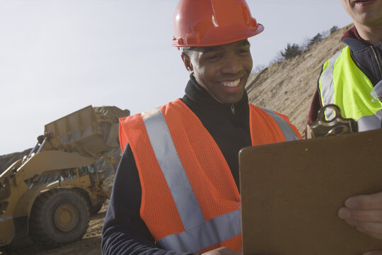 Two engineers at a construction site