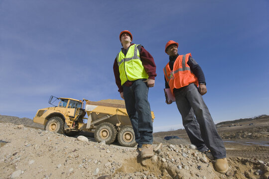 Two engineers at a construction site