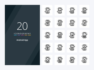 20 Android App Outline icon for presentation