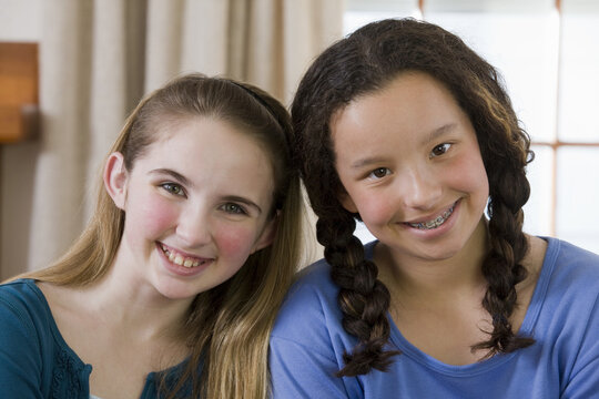 Portrait Of Two Girls Smiling