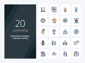 20 Competitive Strategy And Corporate Training line Filled icon for presentation