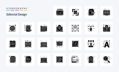 25 Editorial Design Solid Glyph icon pack