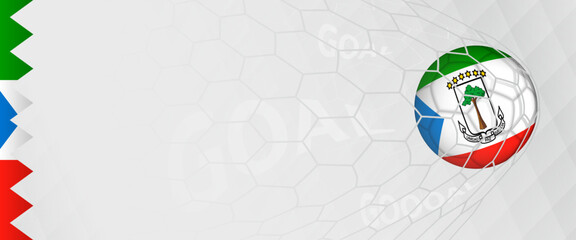Banner design of a football ball with flag of Equatorial Guinea in football net, the goal by national soccer team of Equatorial Guinea.