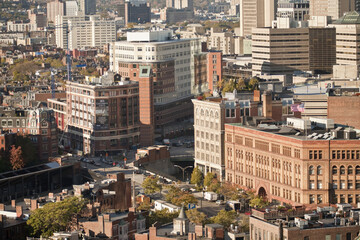 High angle view of a road intersection in a city, Marginal Street, Tremont Street, Boston, Suffolk County, Massachusetts, USA