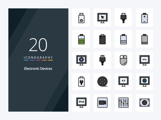 20 Devices line Filled icon for presentation