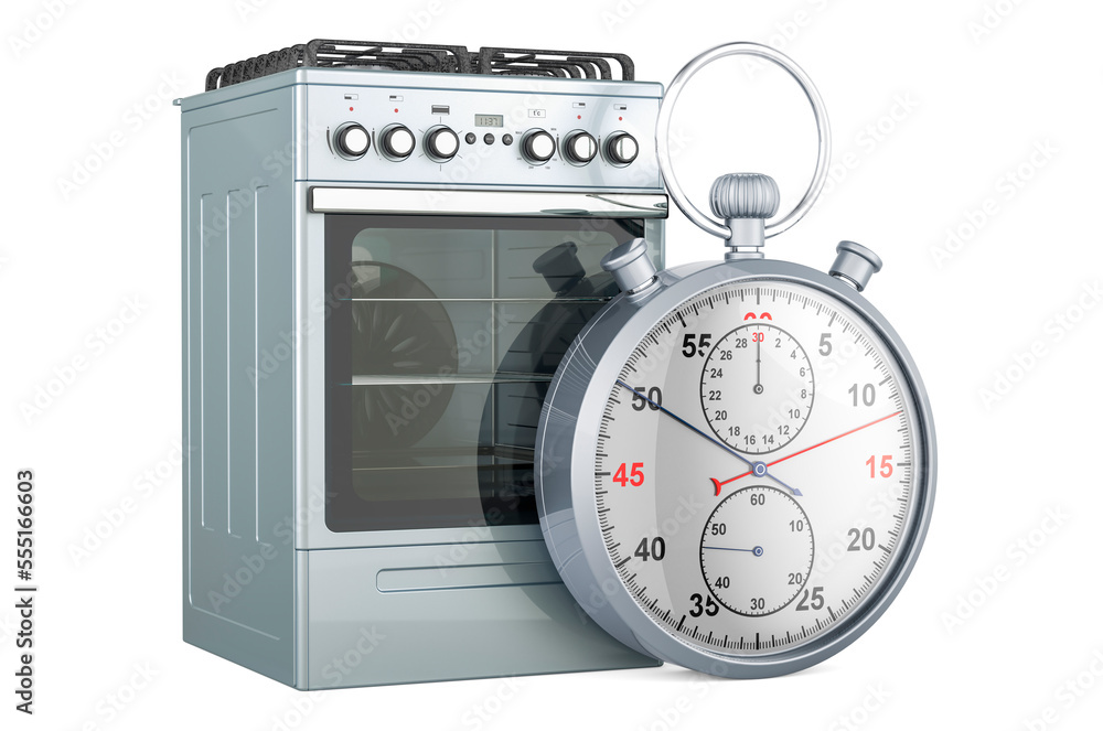 Poster gas range with stopwatch, 3d rendering
