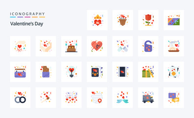 Fototapeta na wymiar 25 Valentines Day Flat color icon pack
