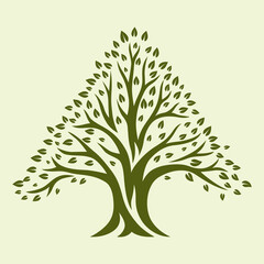 Spring or summer tree with green leaves. Natural illustration.